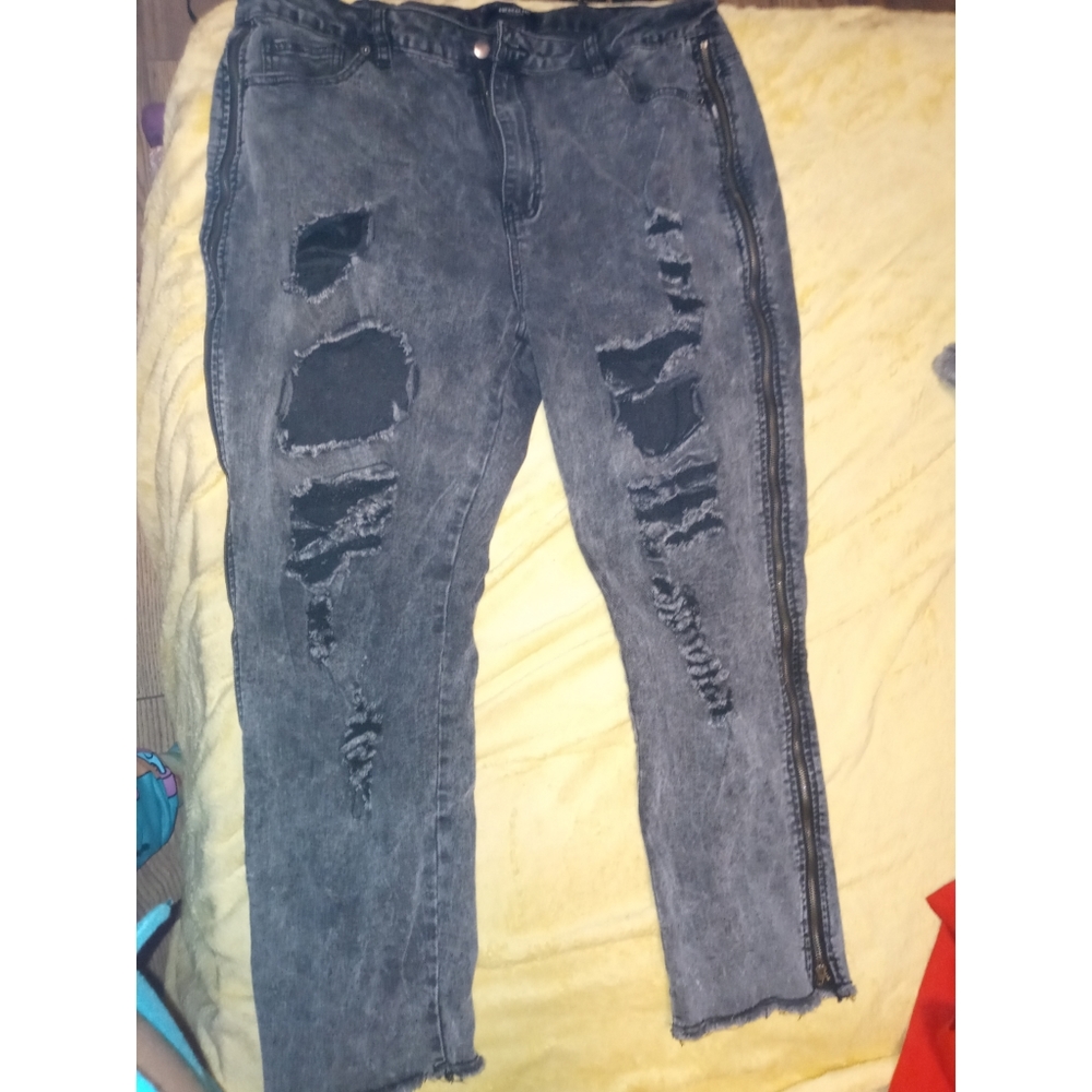Acid wash black jeans